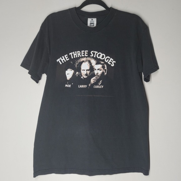 VTG 90s The Three Stooges T-Shirt Black Size Large USA Made Lee - Picture 1 of 4
